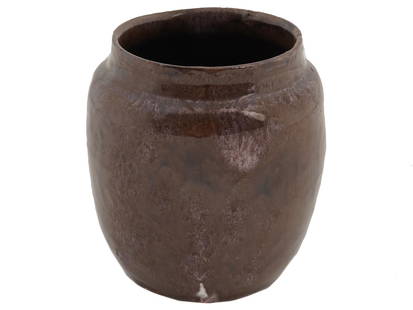 ARTISTIC CERAMIC VASE LEE HALPERN STUDIO POTTERY: Lea Halpern, 1901-1985, Dutch-American designer and ceramist. A rounded artistic ceramic vase. Deep brown color. Signed on the bottom. Personal numbers 1532, 514BP. Collectible Designer Ceramics For I