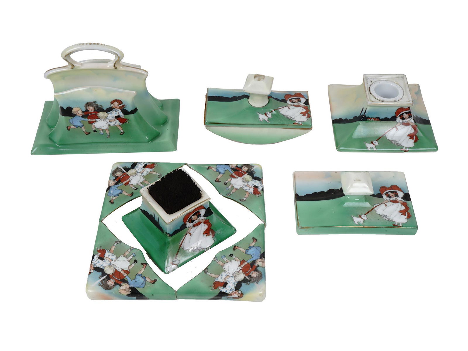 RARE GREEN PORCELAIN DESK SET BY ROYAL BAYREUTH (1 of 11)