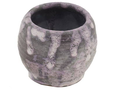 ARTISTIC CERAMIC VASE LEE HALPERN STUDIO POTTERY: Lea Halpern, 1901-1985, Dutch-American designer and ceramist. A small rounded artistic ceramic vase. Grey color with light purple smudges. Signed on the bottom. Personal numbers 476BB, 498BP. Collecti