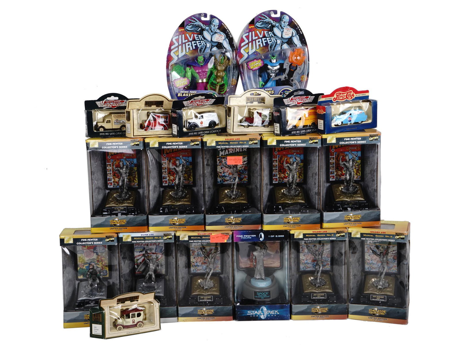 MARVEL FINE PEWTER FIGURES AND VINTAGE TOY CARS (1 of 12)