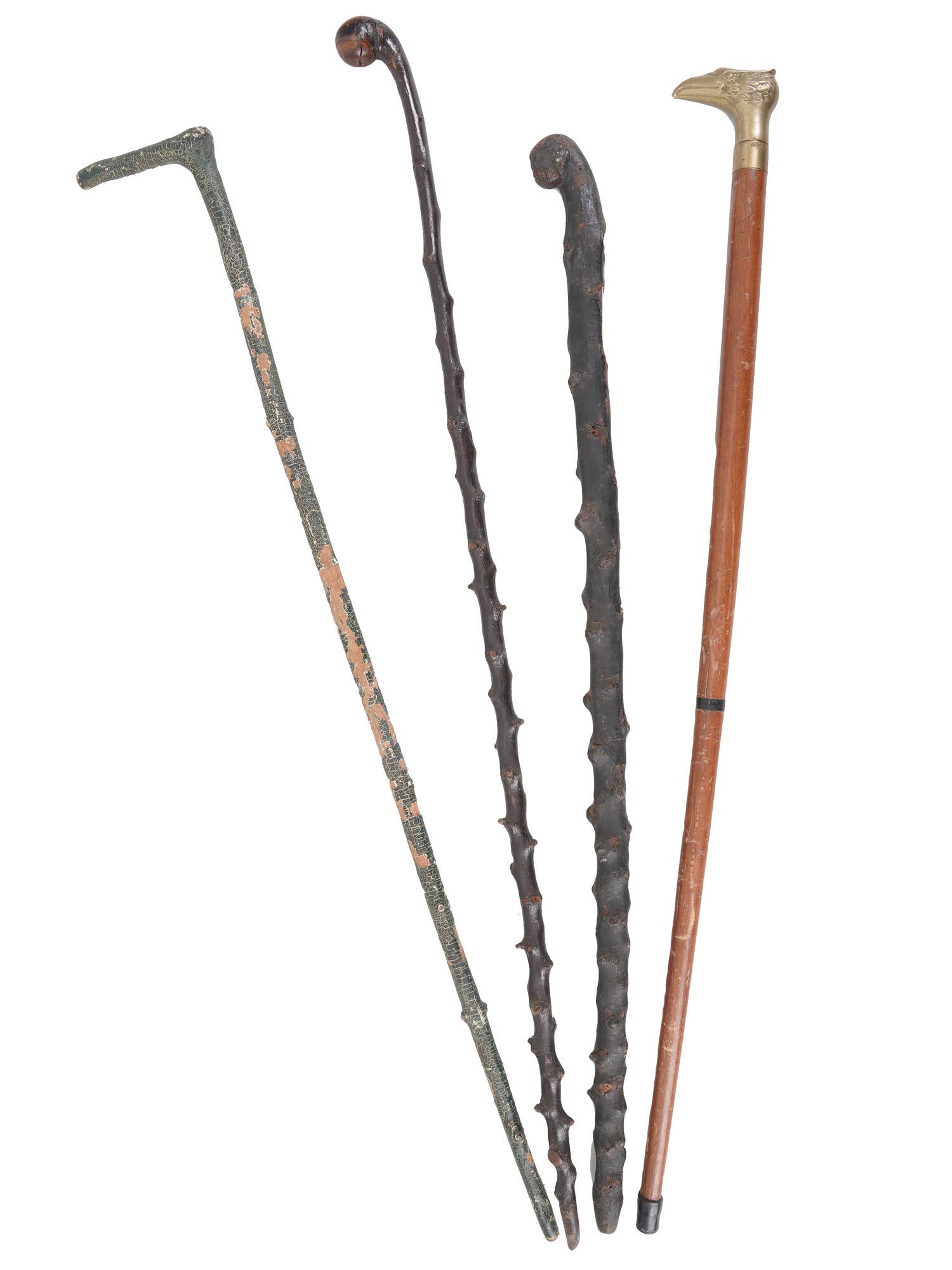 COLLECTION OF FOUR VINTAGE WOOD AND METAL CANES (1 of 4)