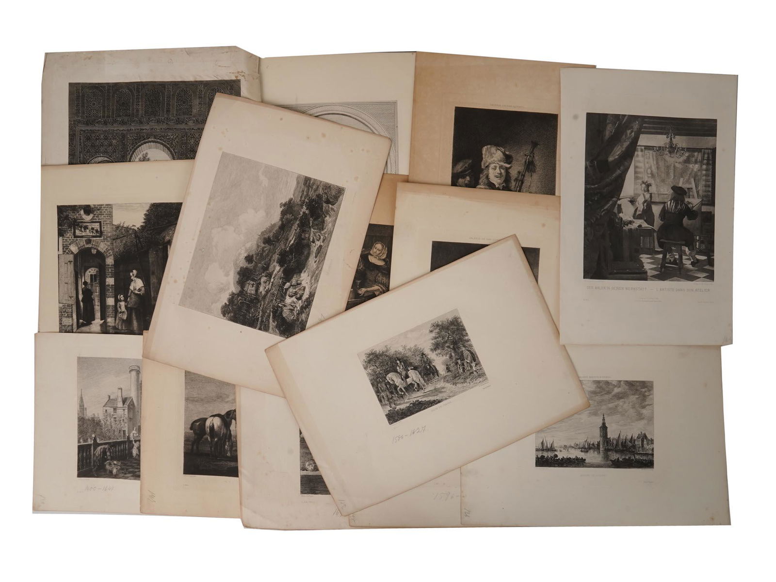 ANTIQUE FRENCH ETCHING PRINT COLLECTION (1 of 12)