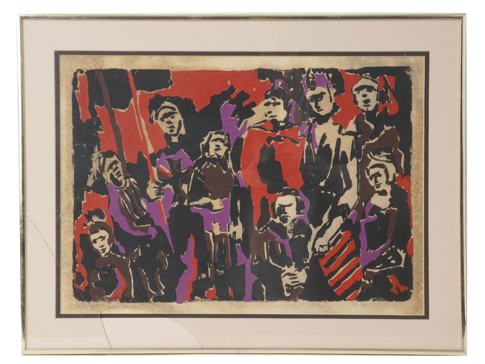 ABSTRACT POP ART LITHOGRAPH HUMAN FIGURES FRAMED (1 of 5)