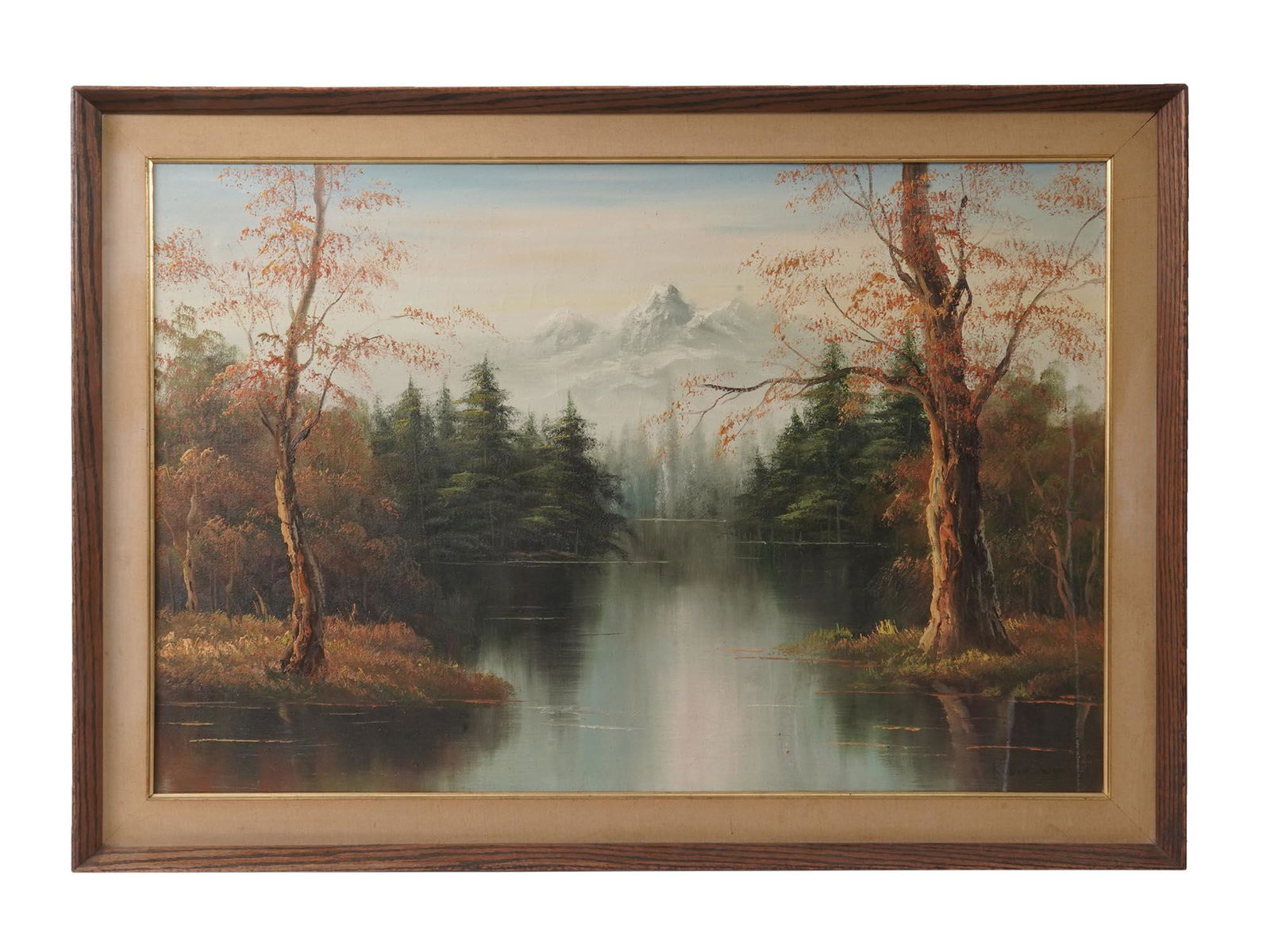 MID CENTURY LANDSCAPE PAINTING SIGNED ROBERT WOOD (1 of 5)