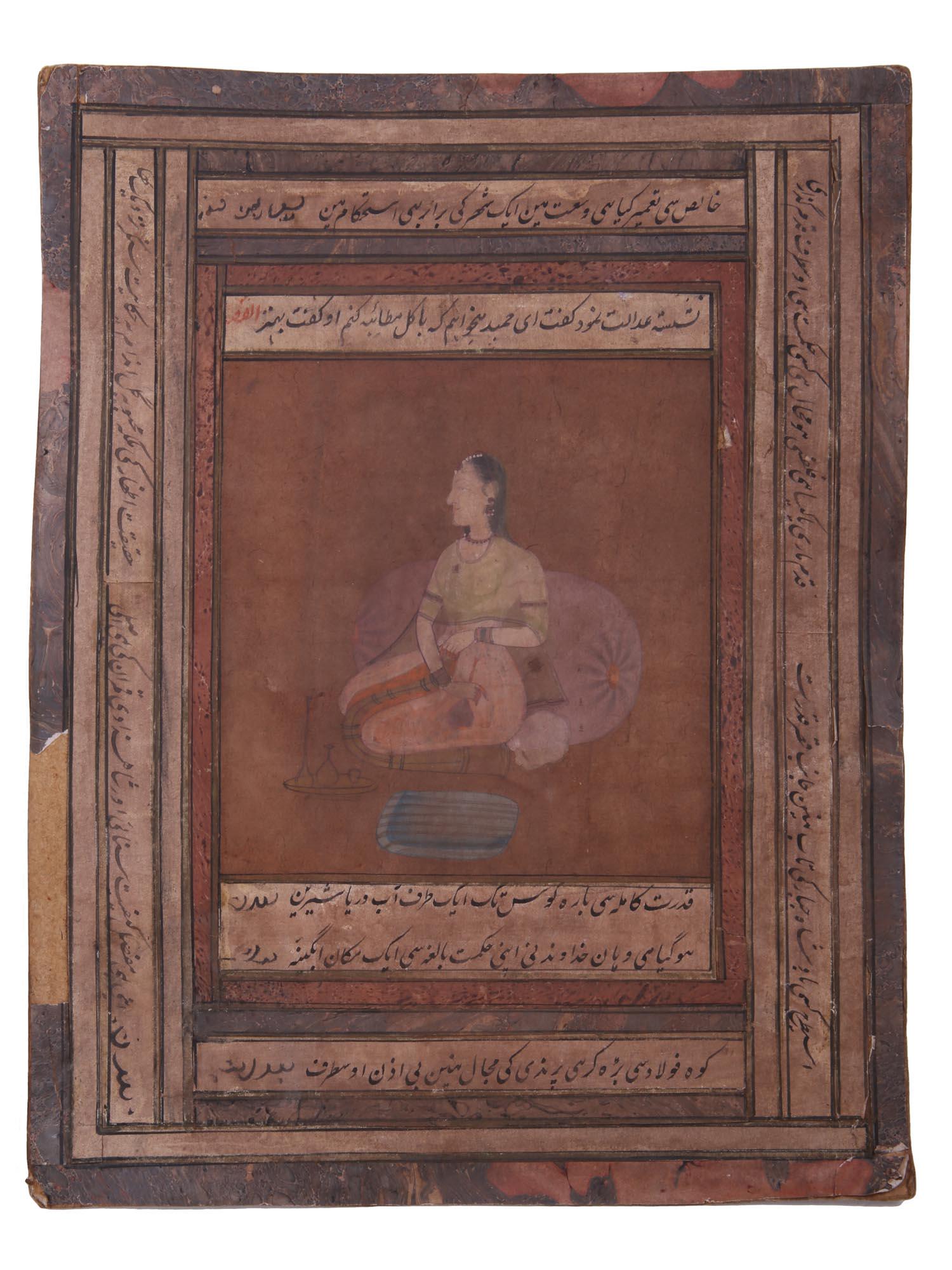 ANTIQUE INDO PERSIAN MUGHAL ART GOUACHE PAINTING (1 of 10)