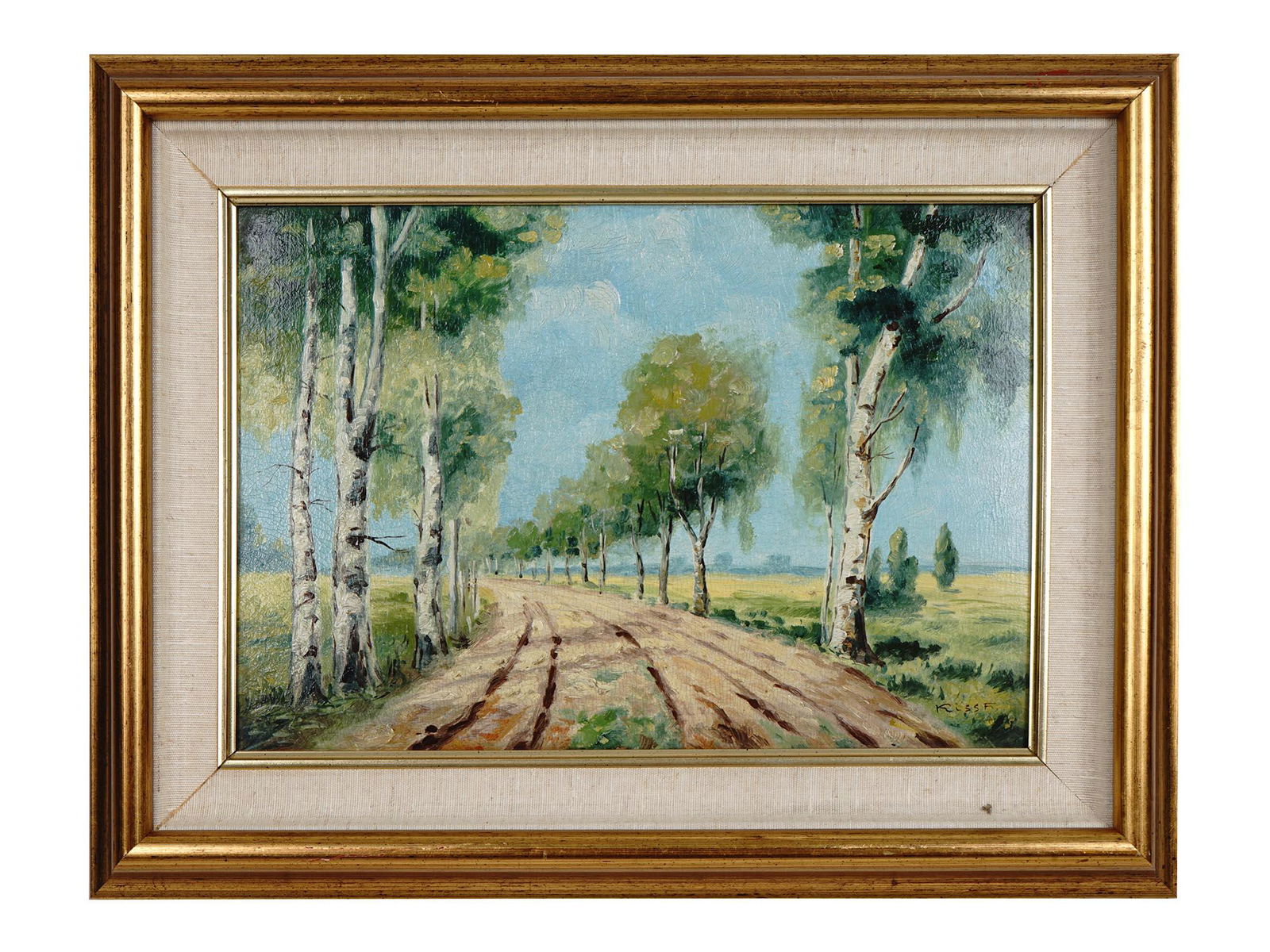 OIL PAINTING COUNTRY ROAD LANDSCAPE SIGNED KISS F (1 of 6)