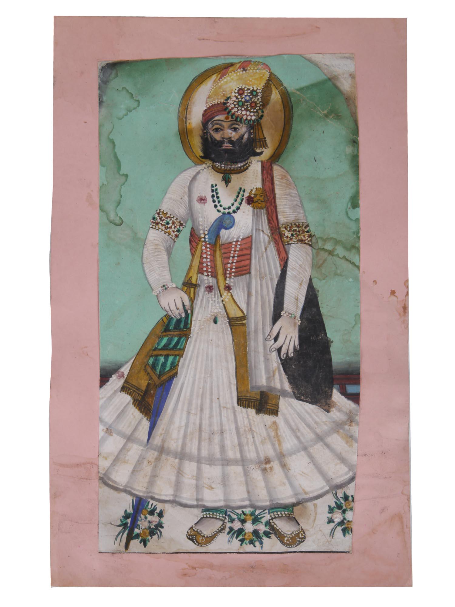 ANTIQUE INDIAN MINIATURE MUGHAL PAINTING MAHARAJA (1 of 6)