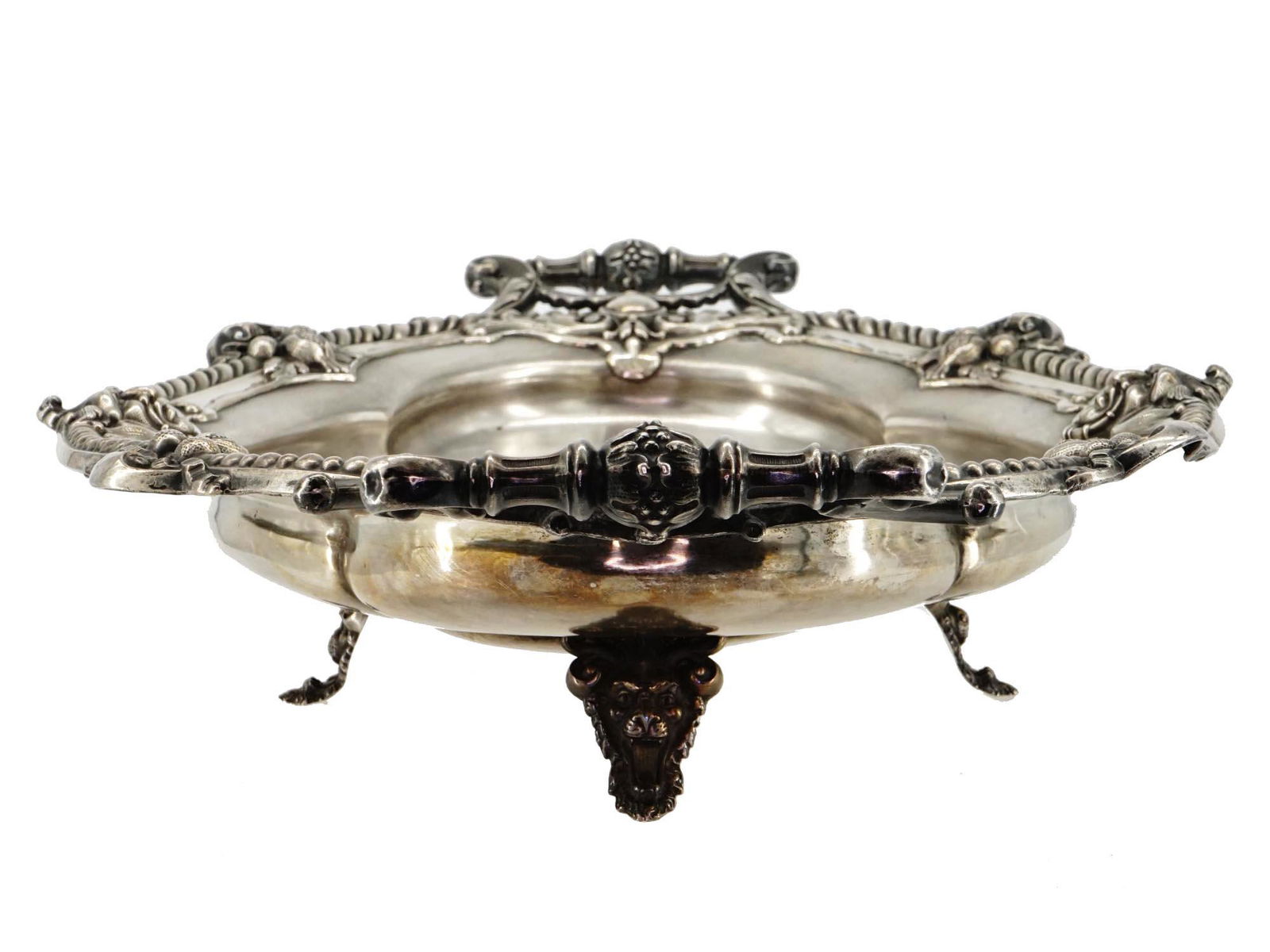 ANTIQUE 19TH C. RUSSIAN EMPIRE POLAND SILVER TRAY (1 of 10)