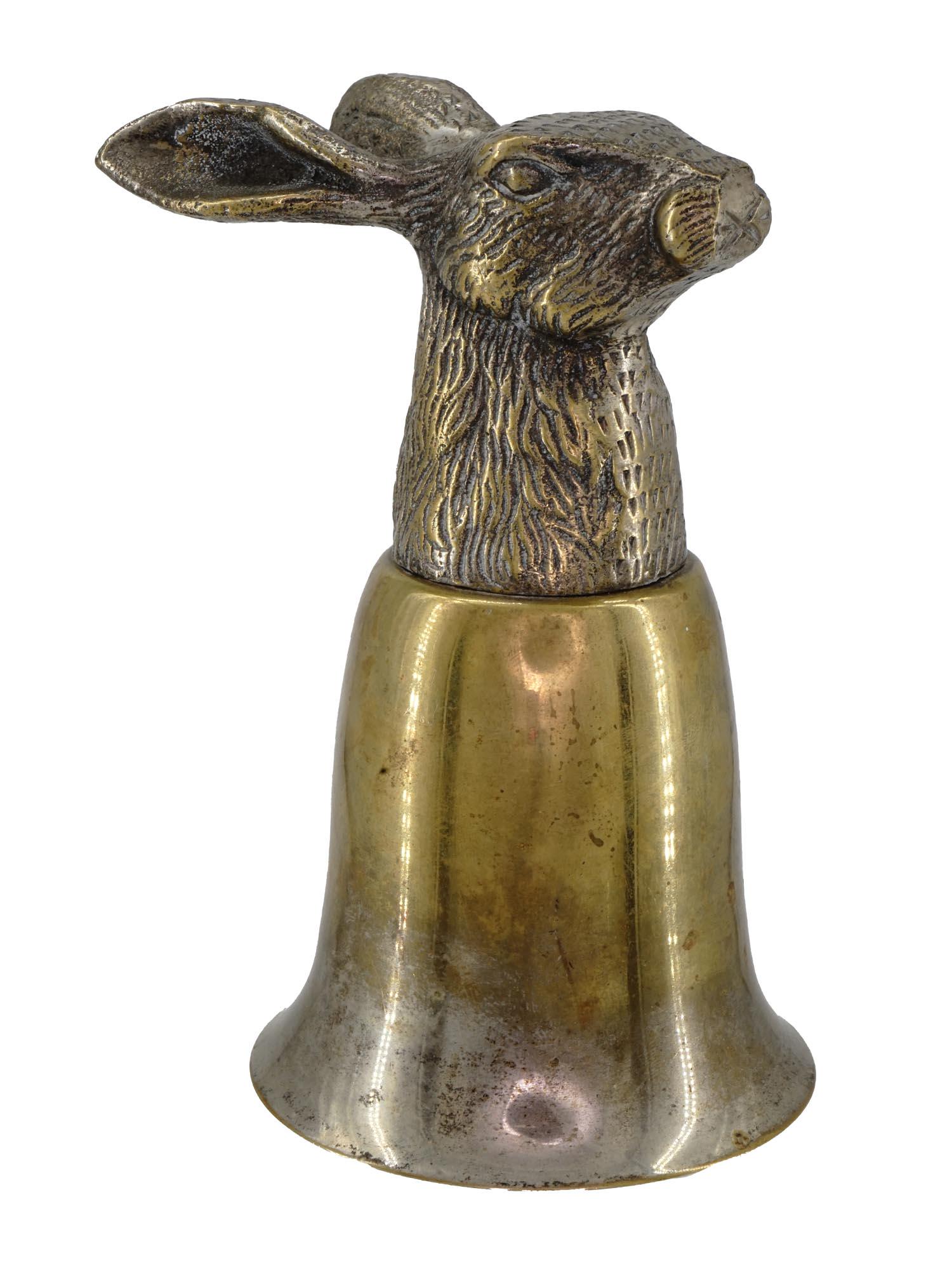 SILVER PLATED BRASS STIRRUP CUP WITH RABBIT HEAD (1 of 8)