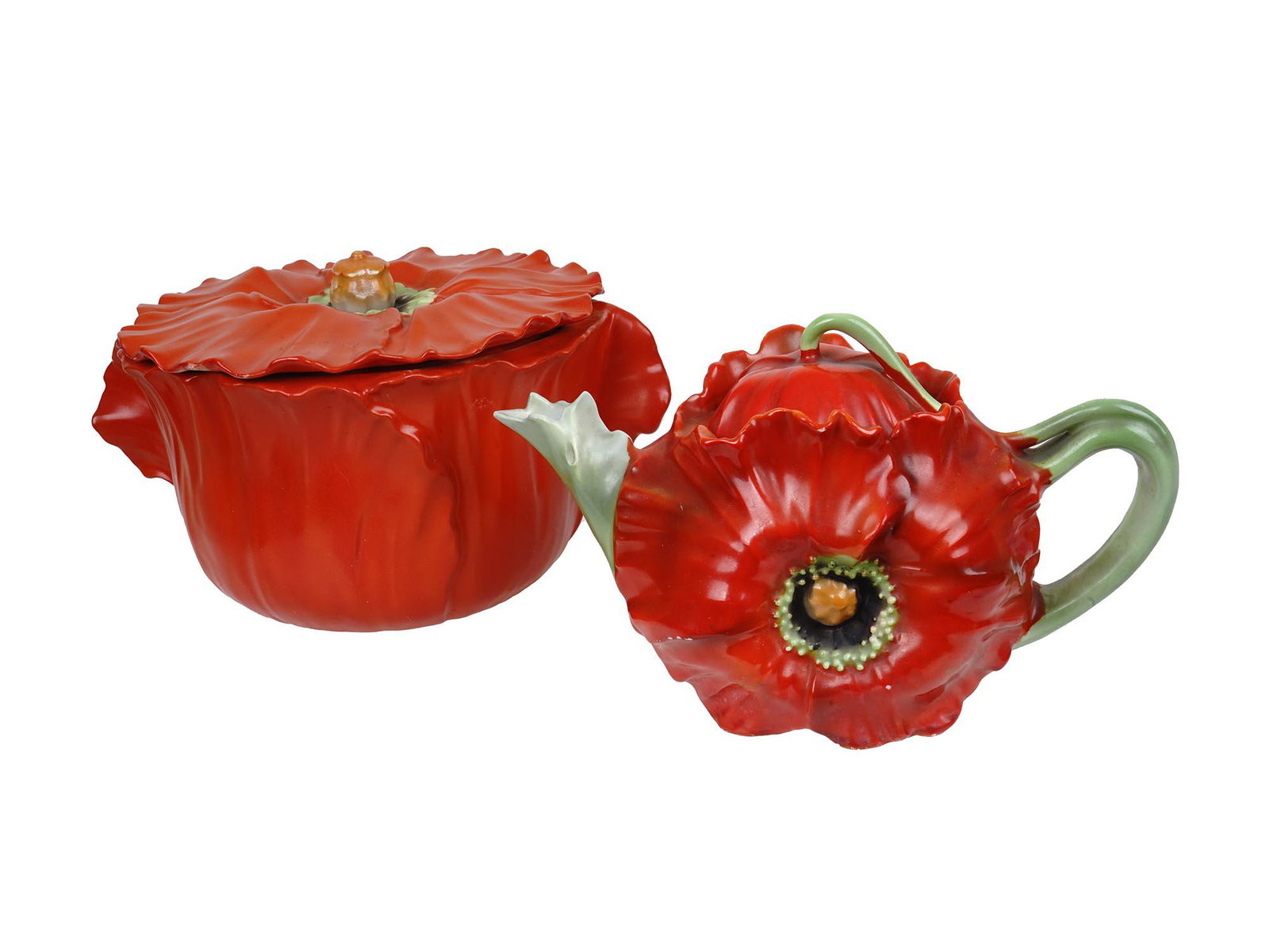 ROYAL BAYREUTH PORCELAIN POPPY TEAPOT AND BOWL (1 of 9)