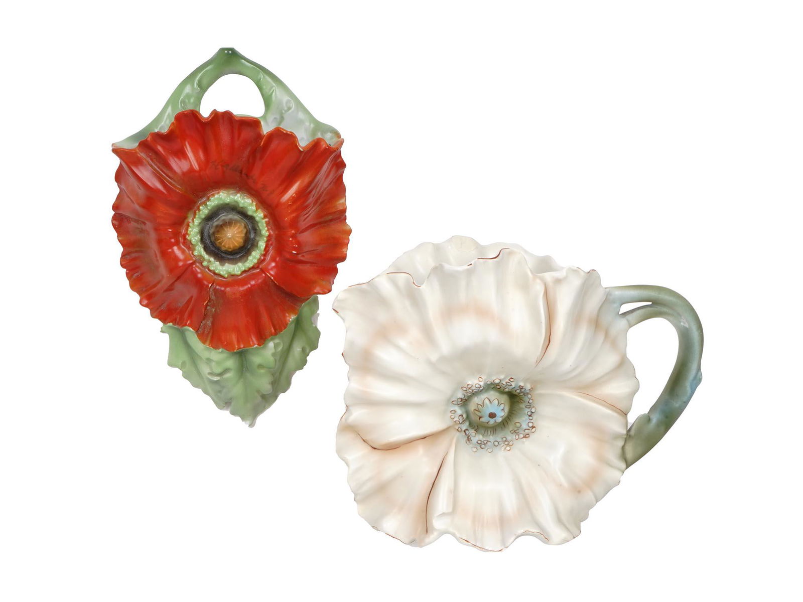 ROYAL BAYREUTH PORCELAIN POPPY VASES AND CREAMER (1 of 14)