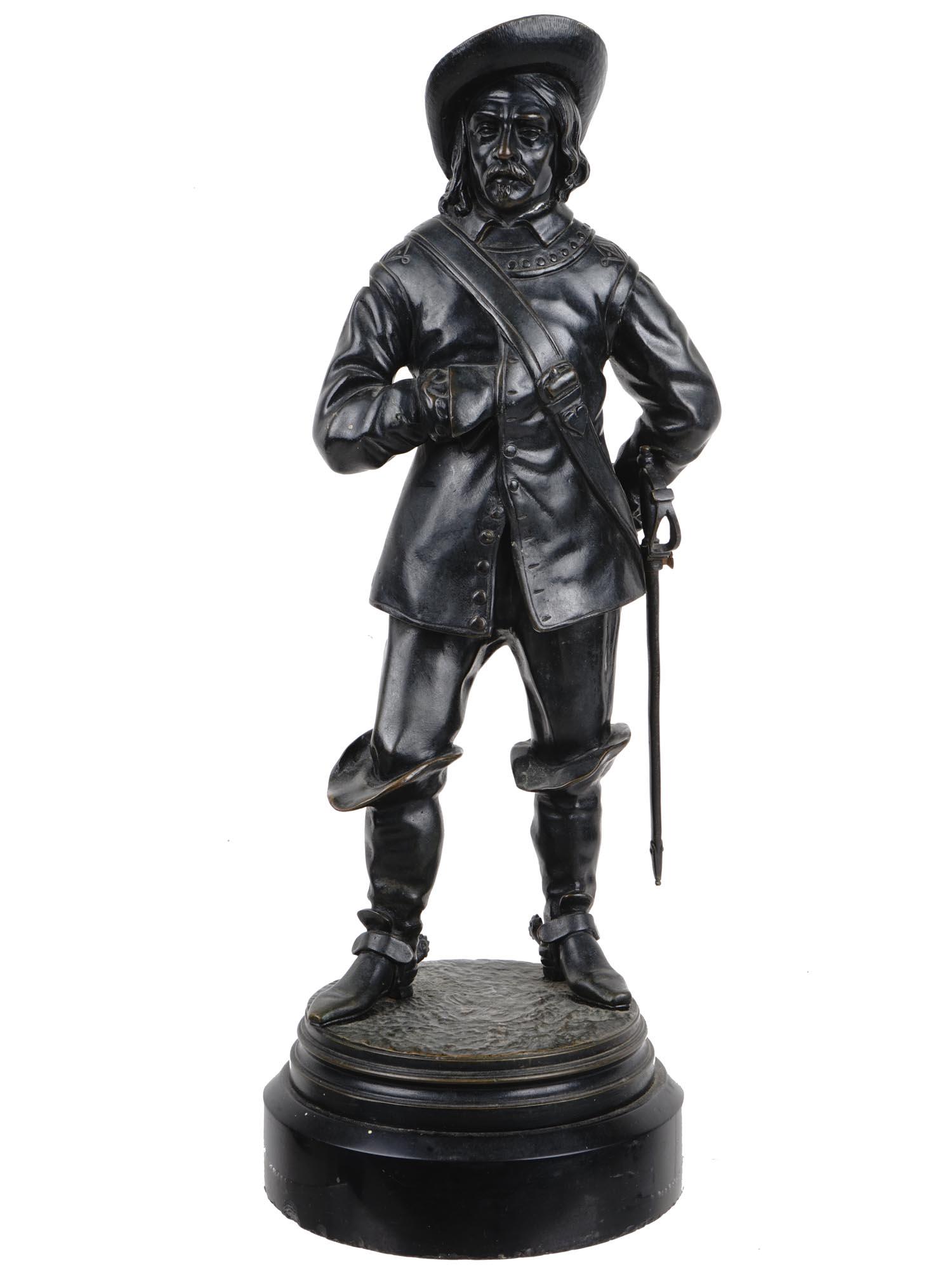 ANTIQUE 19TH C. BRONZE FIGURE OF A MUSKETEER (1 of 8)