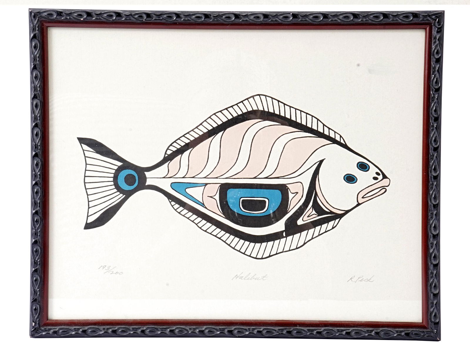 TLINGIT TRIBAL ART PRINT FISH SIGNED RAYMOND PECK (1 of 10)