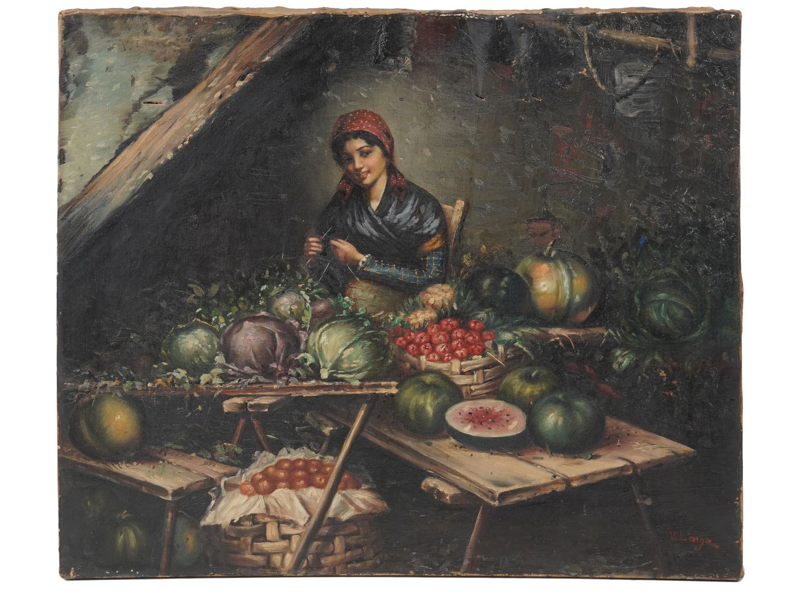 AFTER OTTO SCHOLDERER OIL PAINTING OF LADY SIGNED (1 of 5)