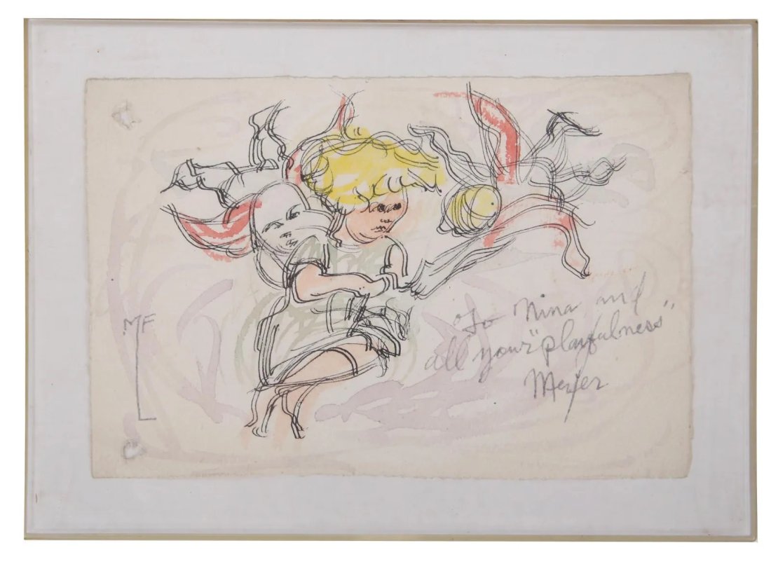 MIXED MEDIA SKETCH PAINTING BY MEYER F LIEBERMAN (1 of 5)