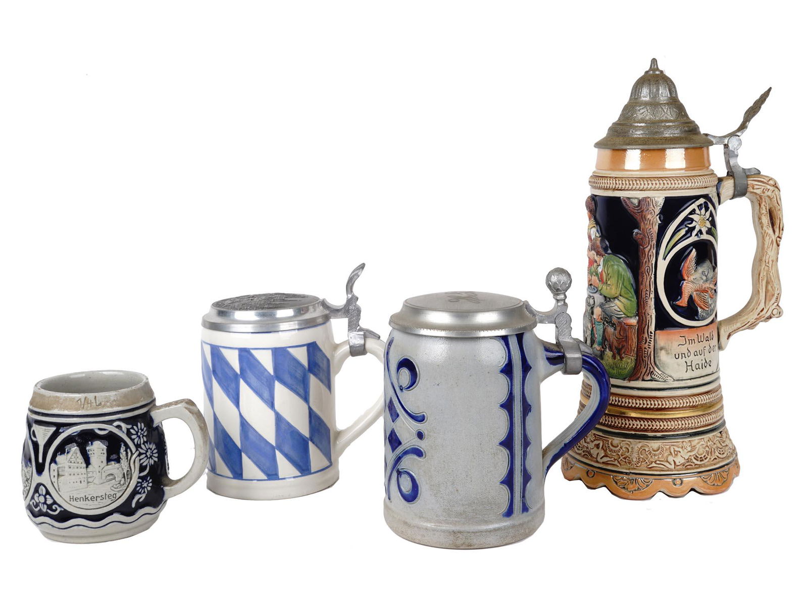 GERMAN MID CENTURY BEER STEINS HANDPAINTED RELIEF (1 of 20)