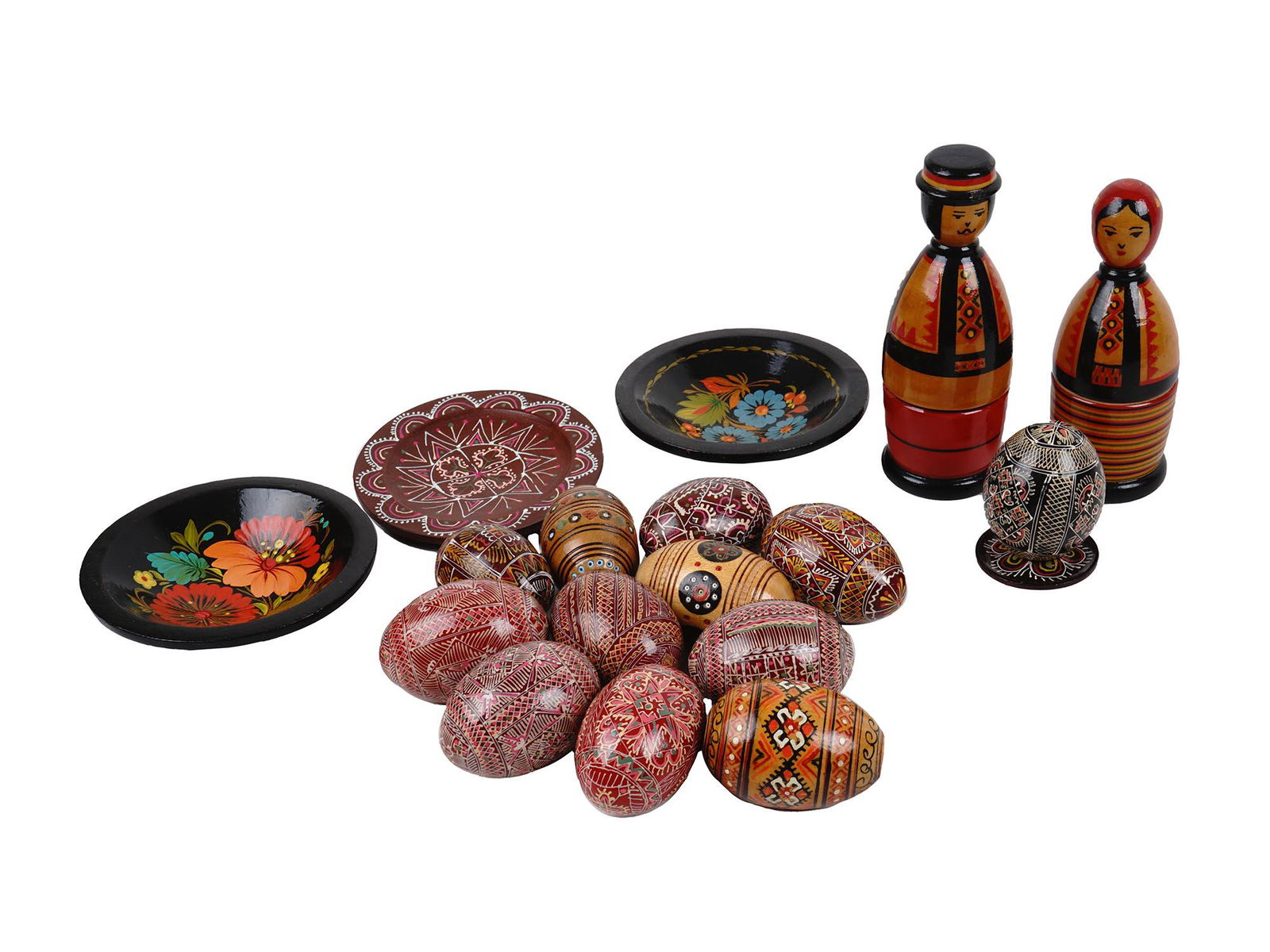 FOLK WOOD ART PAINTED EGG BOWL DOLL COLLECTION (1 of 7)