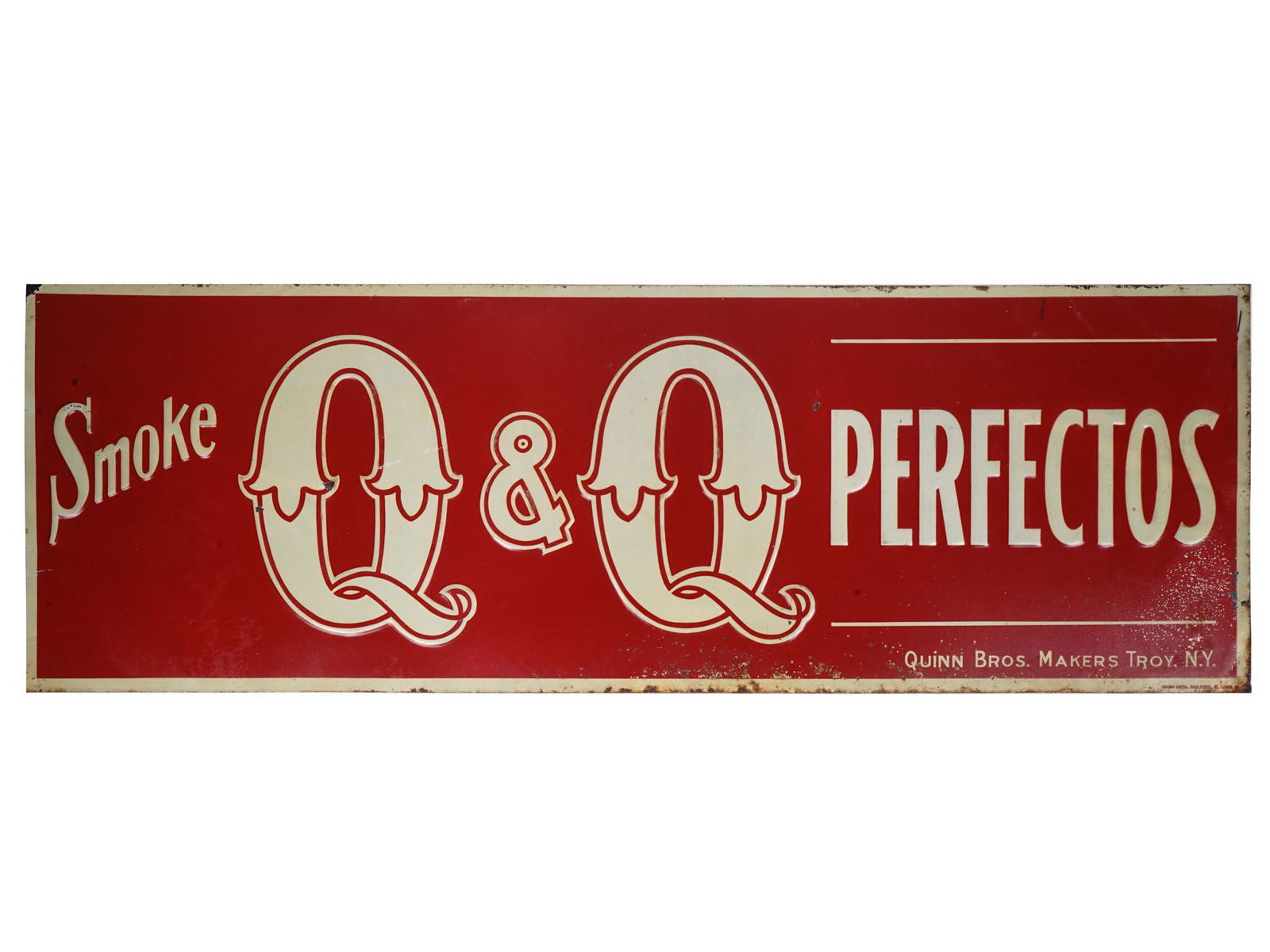 VINTAGE METAL CIGAR SIGN SMOKE Q&Q PERFECTOS (1 of 4)