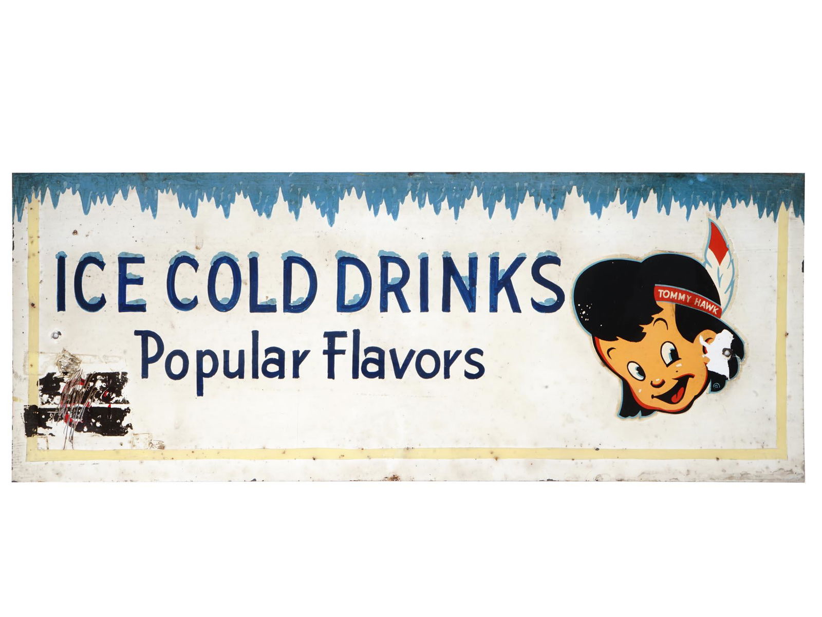 VINTAGE METAL SIGN ICE COLD DRINKS TOMMY HAWK (1 of 6)