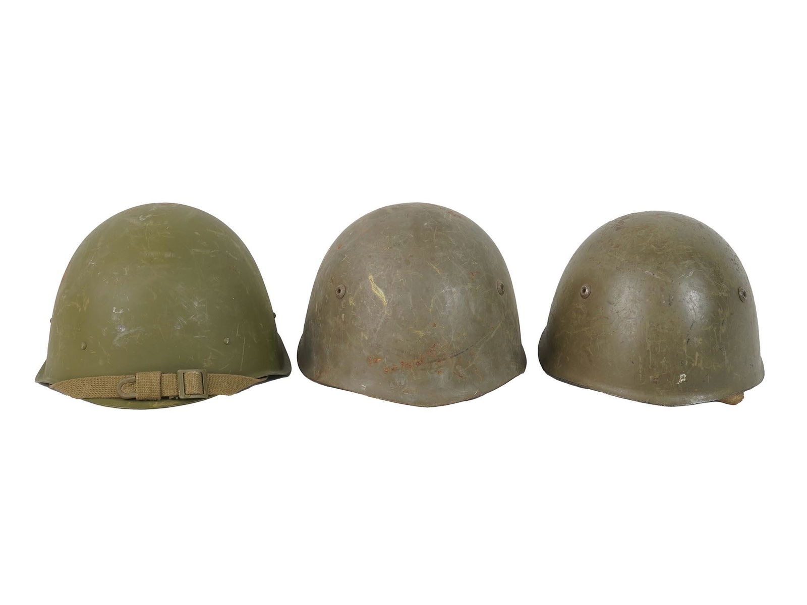 THREE VINTAGE US ARMY MILITARY HELMETS (1 of 6)
