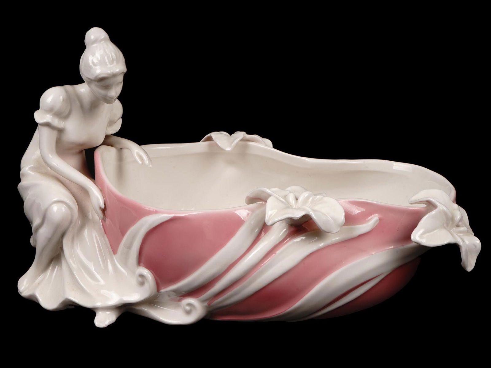 FRENCH LIMOGES PORCELAIN FIGURAL IRISES GIRL DISH (1 of 8)