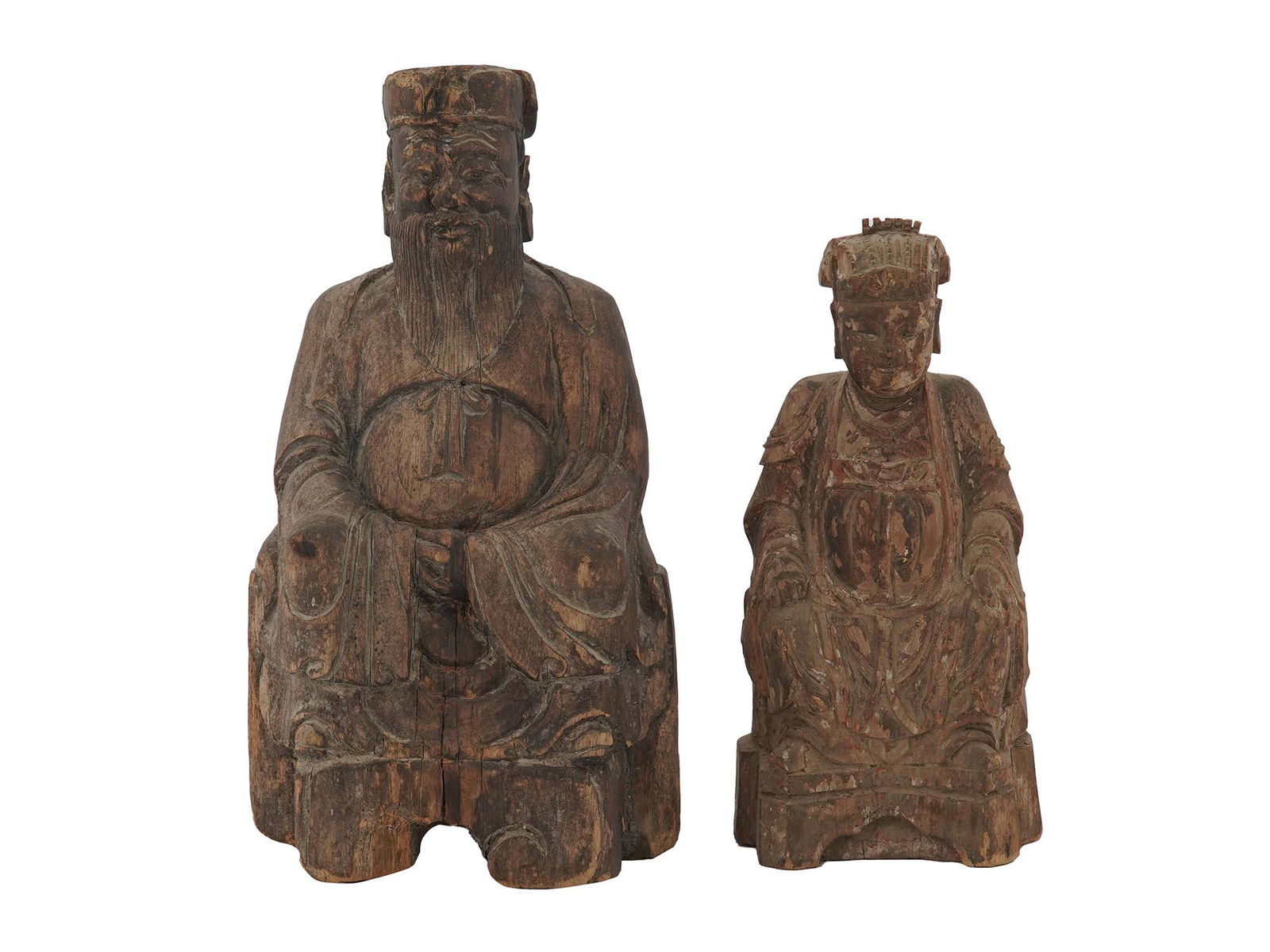 PAIR OF CHINESE BUDDHA HAND CARVED WOODEN STATUES (1 of 7)