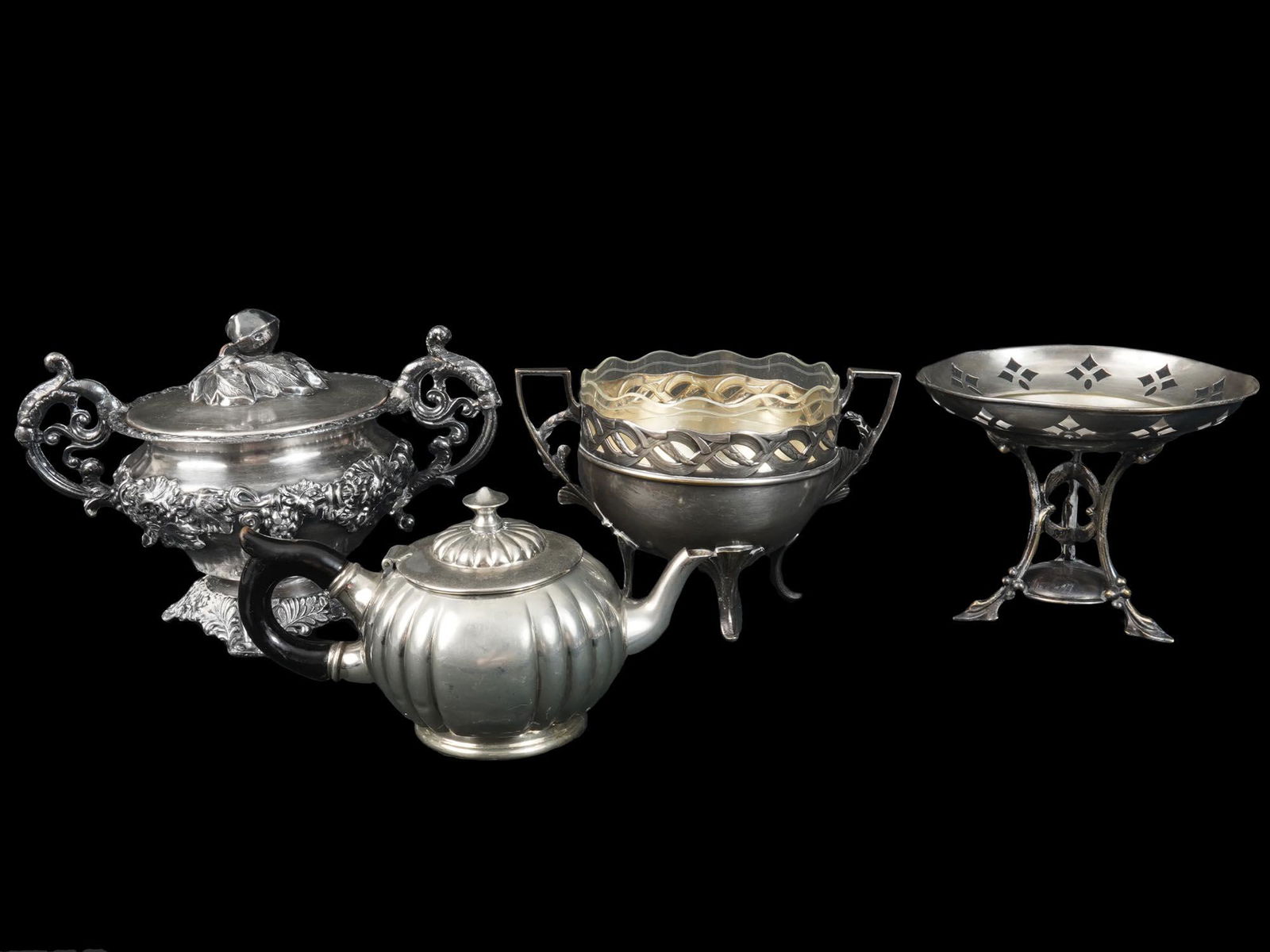 FOUR ANTIQUE POLISH SILVER PLATED TABLEWARE ITEMS (1 of 14)