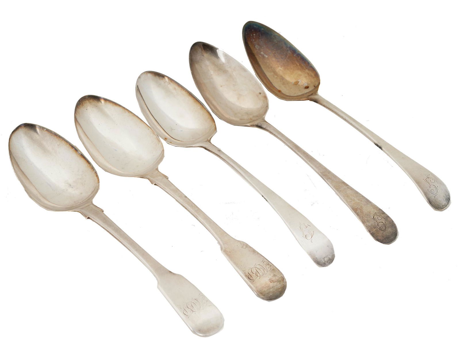ANTIQUE ENGLISH SILVER SOUP SPOONS SET FIVE PCS (1 of 4)