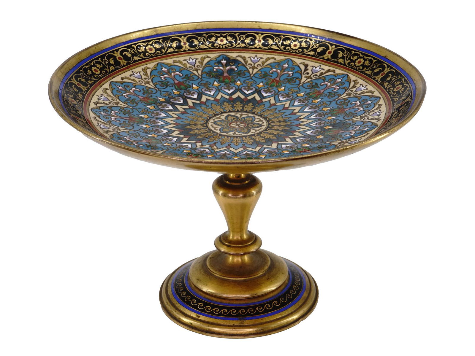 RUSSIAN BRASS ENAMEL FOOTED CANDY DISH (1 of 7)