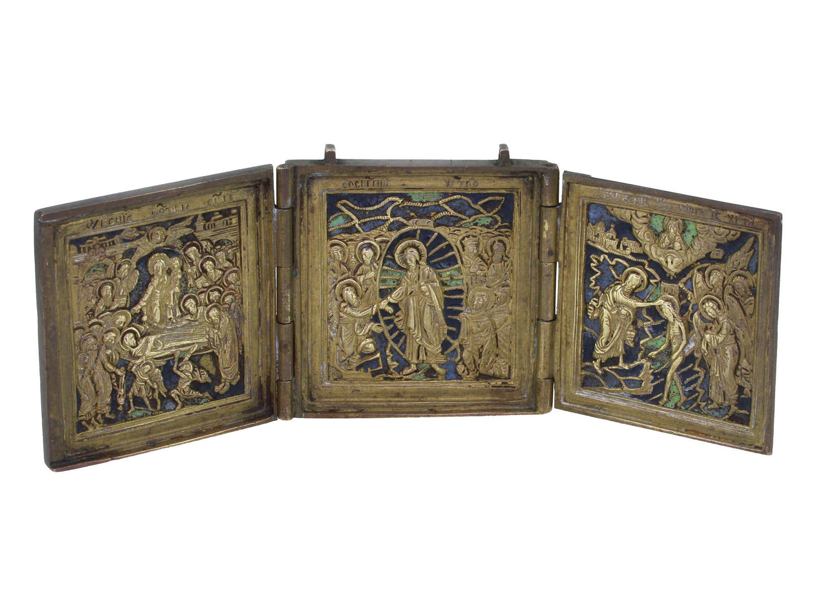 ANTIQUE RUSSIAN BRONZE TRAVEL SKLADEN ICON (1 of 10)