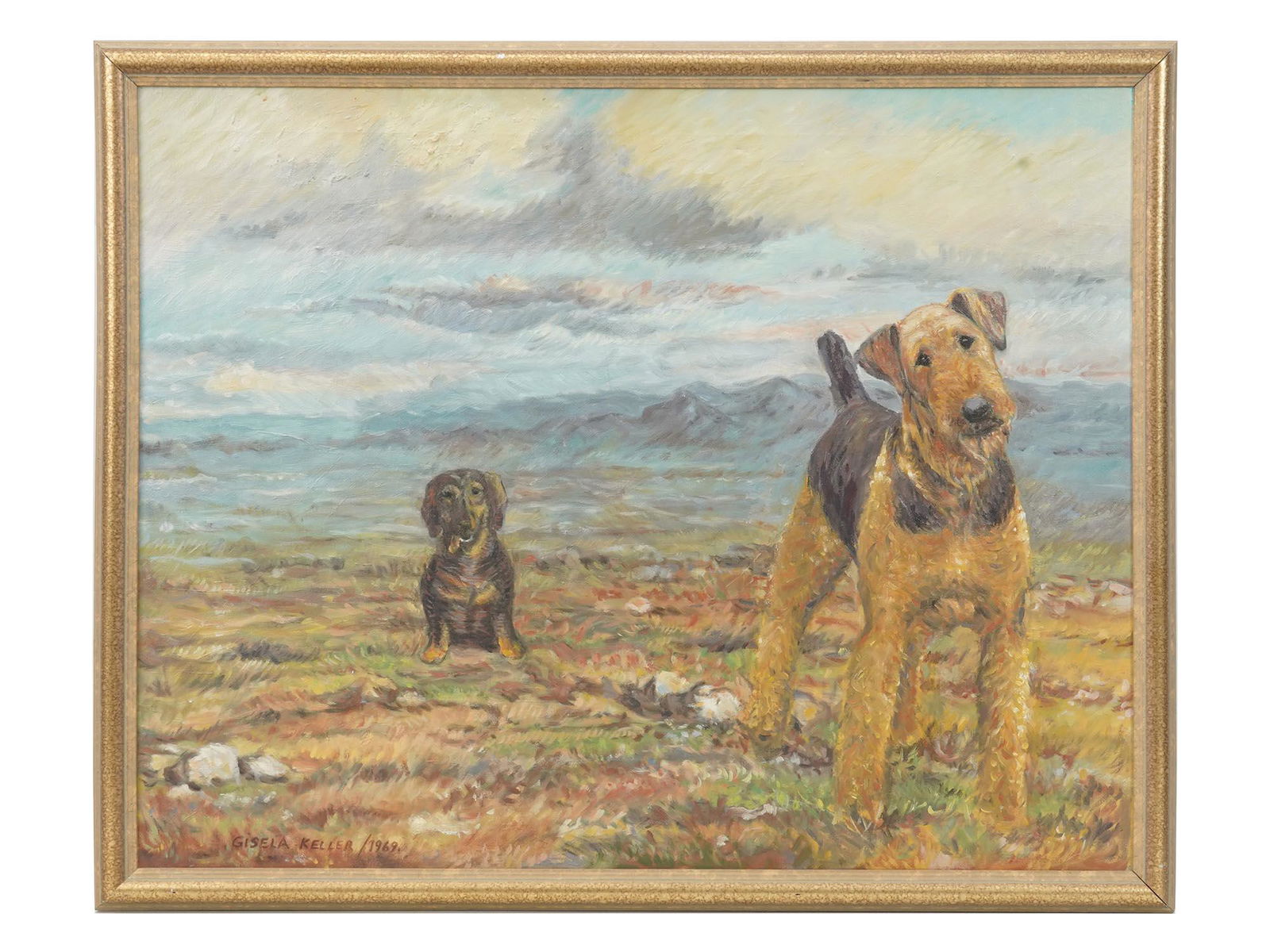 AMERICAN OIL PAINTING DOG SIGNED BY GISELA KELLER (1 of 5)
