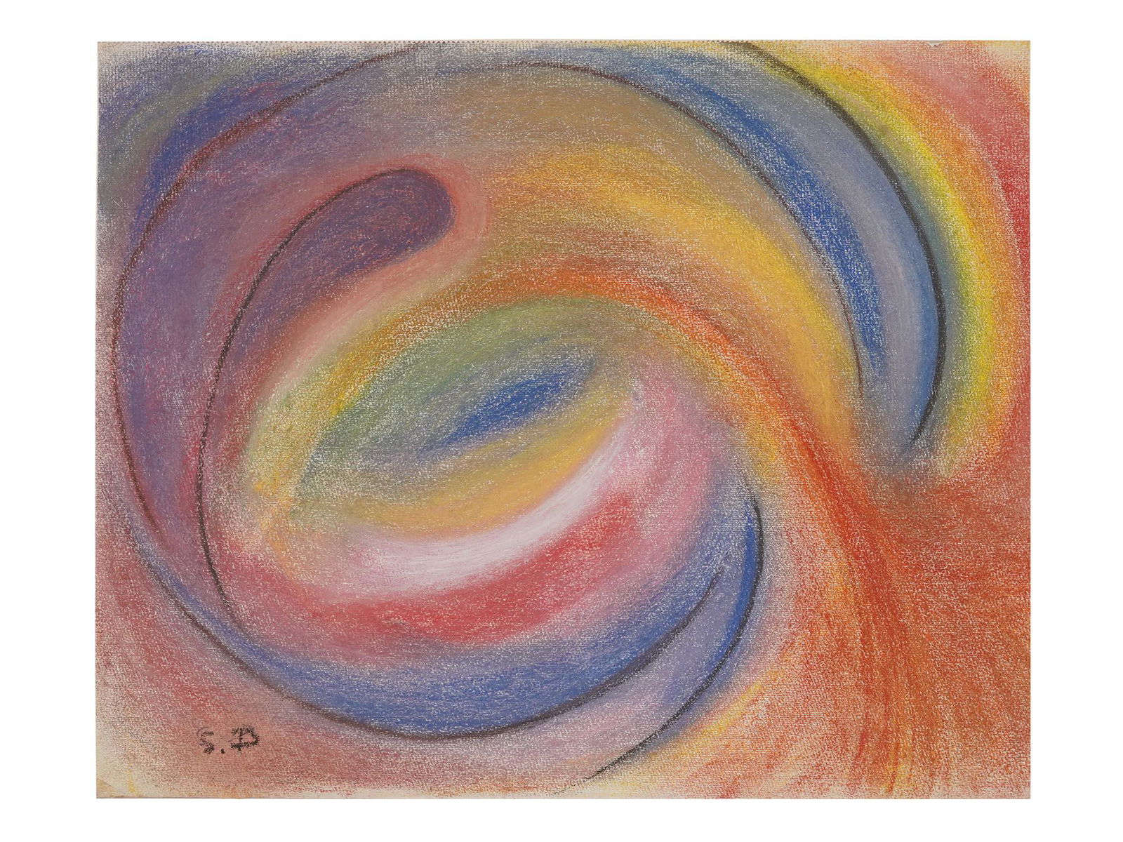 FRENCH ABSTRACT PAINTING ATTR TO SONIA DELAUNAY (1 of 5)
