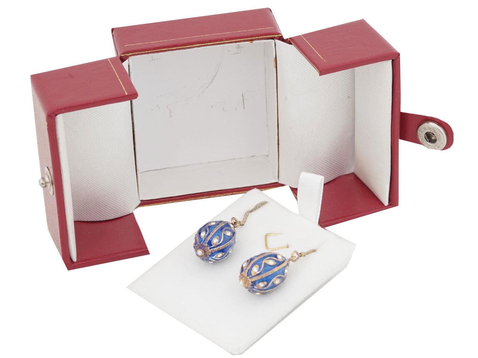 VERMEIL SILVER, ENAMEL FABERGE STYLE EGG EARRINGS (1 of 6)