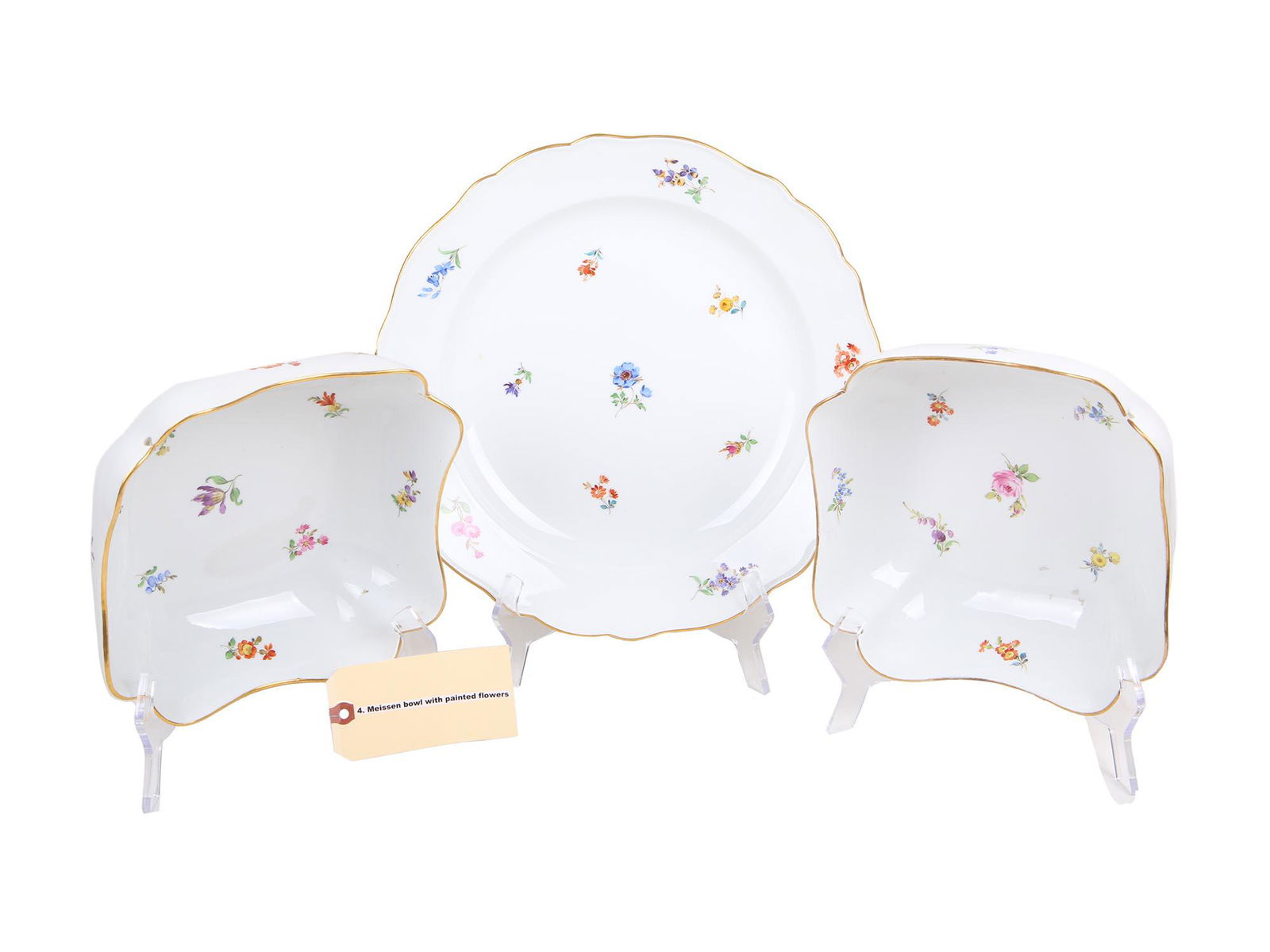 ANTIQUE MEISSEN PORCELAIN PLATE AND SALAD BOWLS (1 of 7)