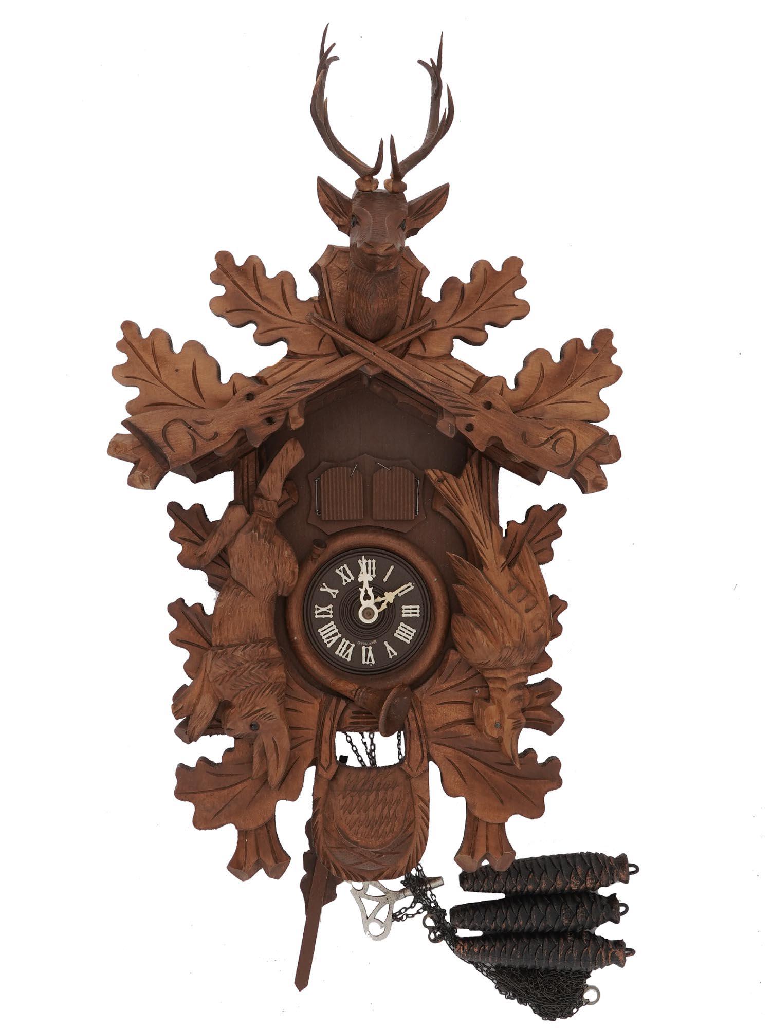 BACHMAIER & KLEMMER CARVED WOOD CUCKOO WALL CLOCK (1 of 12)