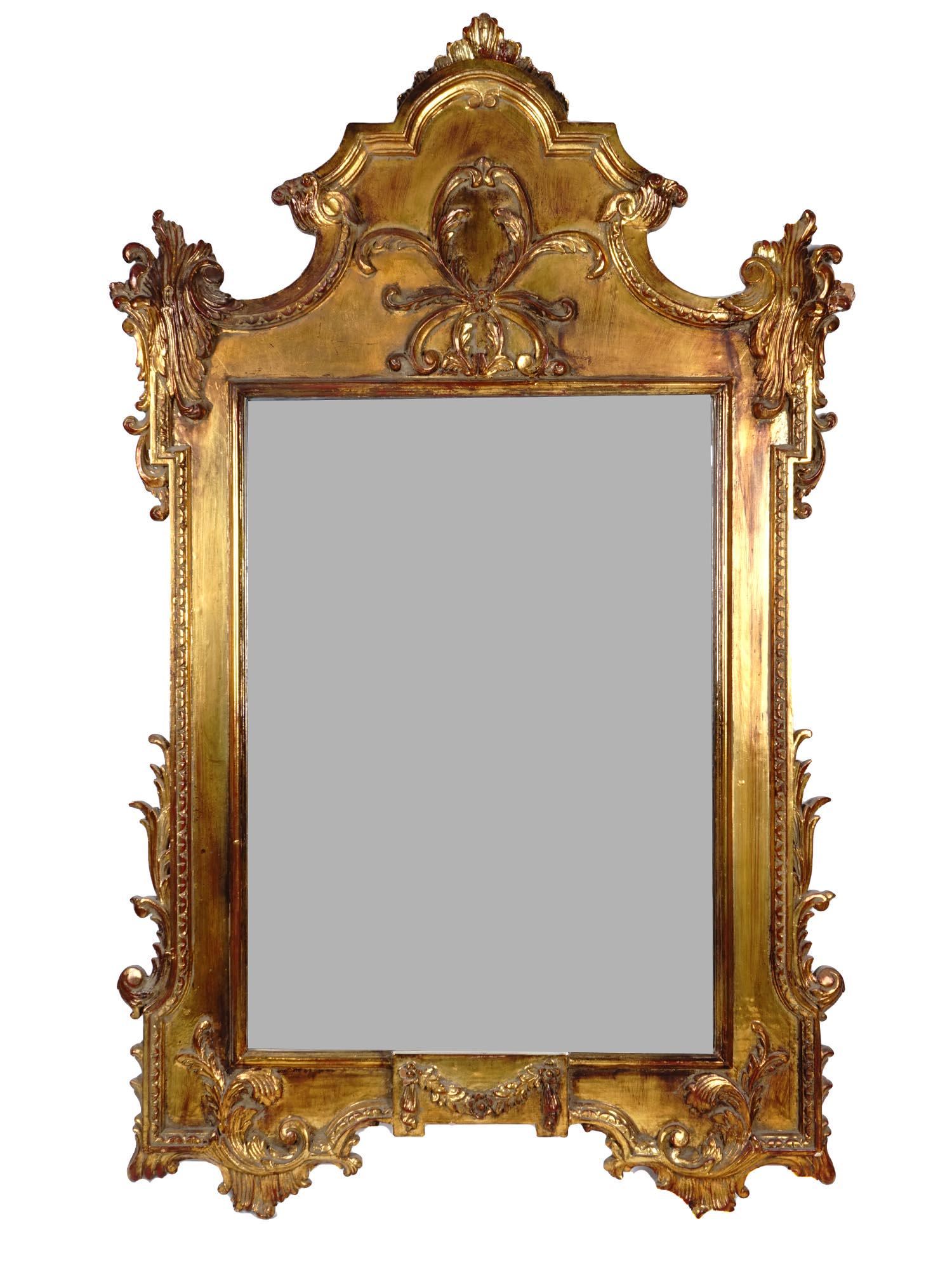 ANTIQUE MIRROR WITH CARVED WOOD GILT FRAME (1 of 4)
