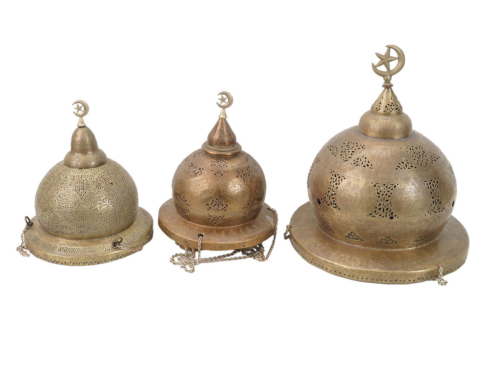 ANTIQUE QAJAR STYLE HANGING CRESCENT MOSQUE LAMP (1 of 11)