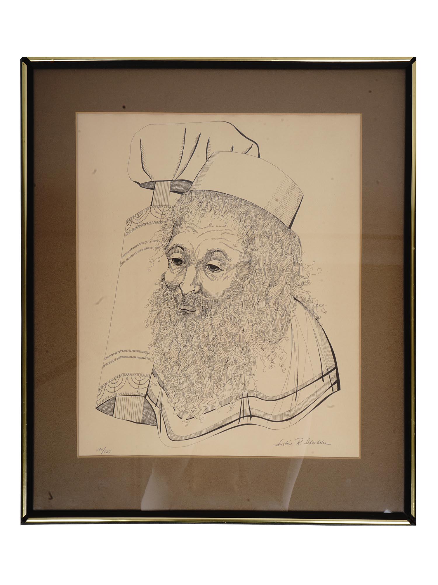 JUDAICA ETCHING RABBI BY JUSTINE RANSON SCHACHTER (1 of 6)