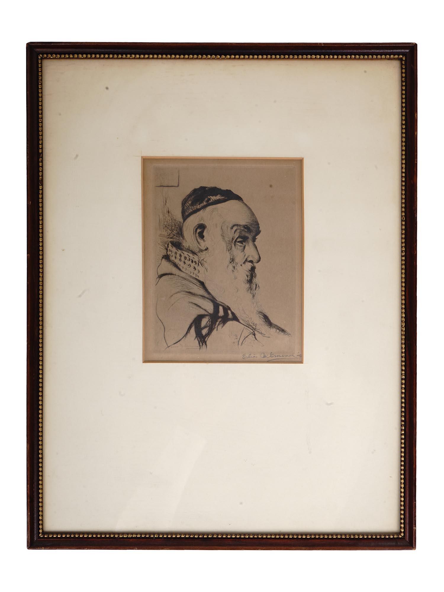 JUDAICA AMERICAN ETCHING RABBI BY ELIAS GROSSMAN (1 of 4)