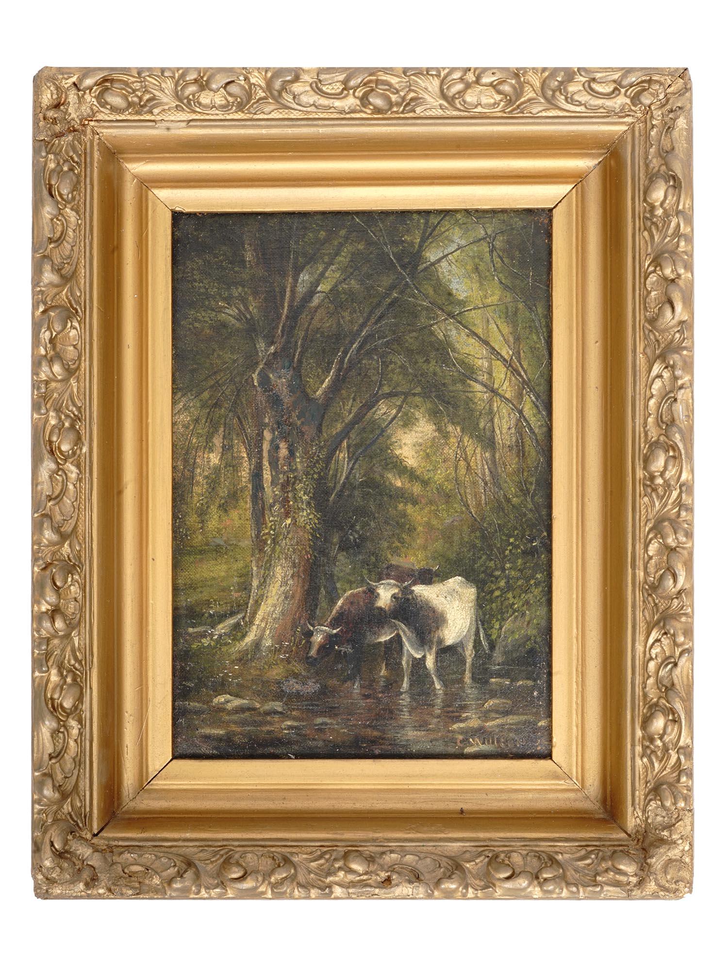 ANTIQUE GERMAN PASTORAL SCENE OIL PAINTING SIGNED (1 of 6)