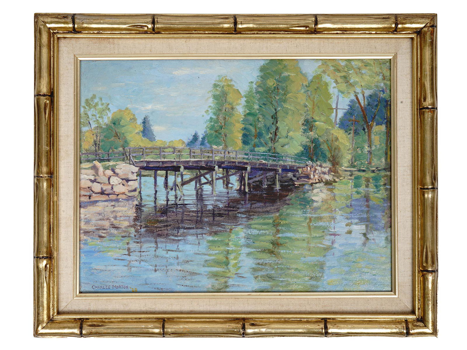 1928 LANDSCAPE OIL PAINTING SIGNED CHARLES MORTON (1 of 7)