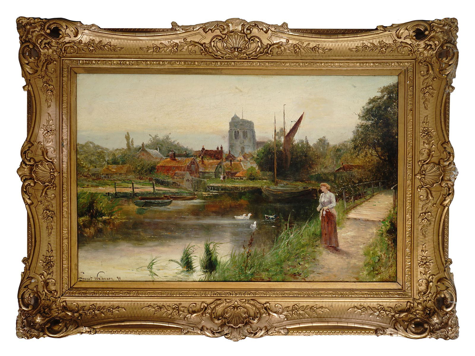 ANTIQUE LANDSCAPE OIL PAINTING BY ERNEST WALBOURN (1 of 8)