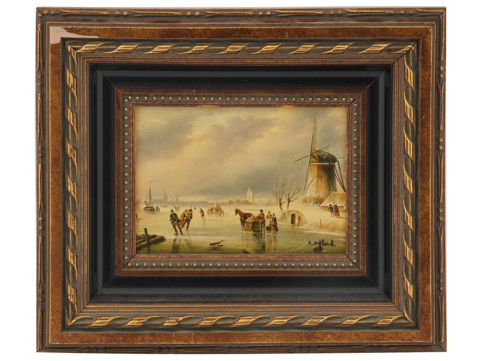 WINTER LANDSCAPE PAINTING SIGNED ROBERT SCHLEICH (1 of 5)