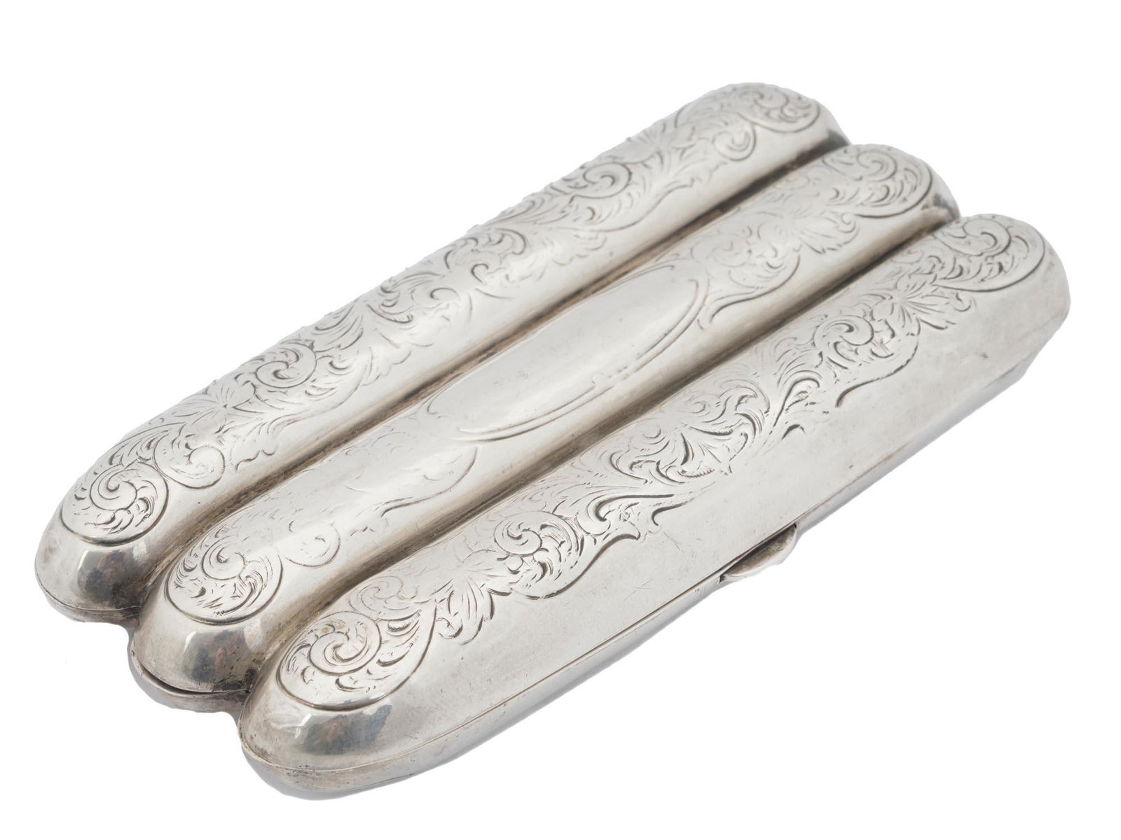 ENGRAVED EDWARDIAN STERLING SILVER CIGAR CASE (1 of 7)