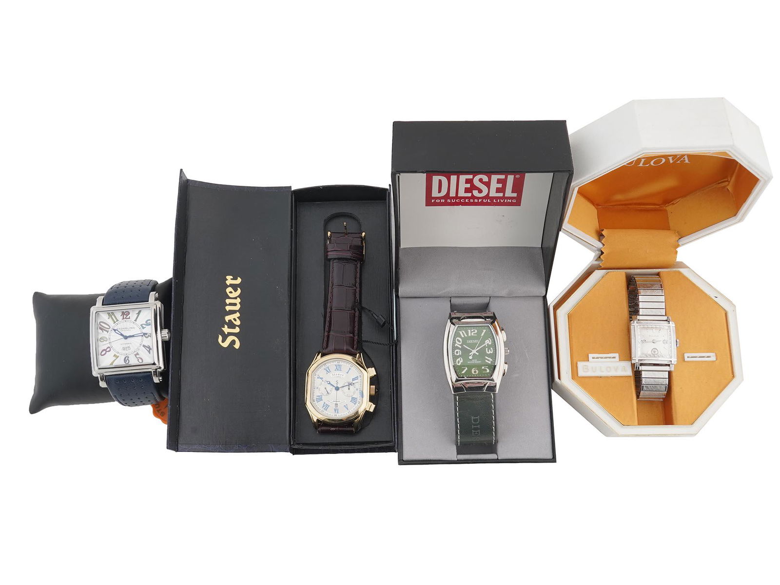 4 VINTAGE WRIST WATCHES IOB DIESEL BULOVA STAUER (1 of 18)