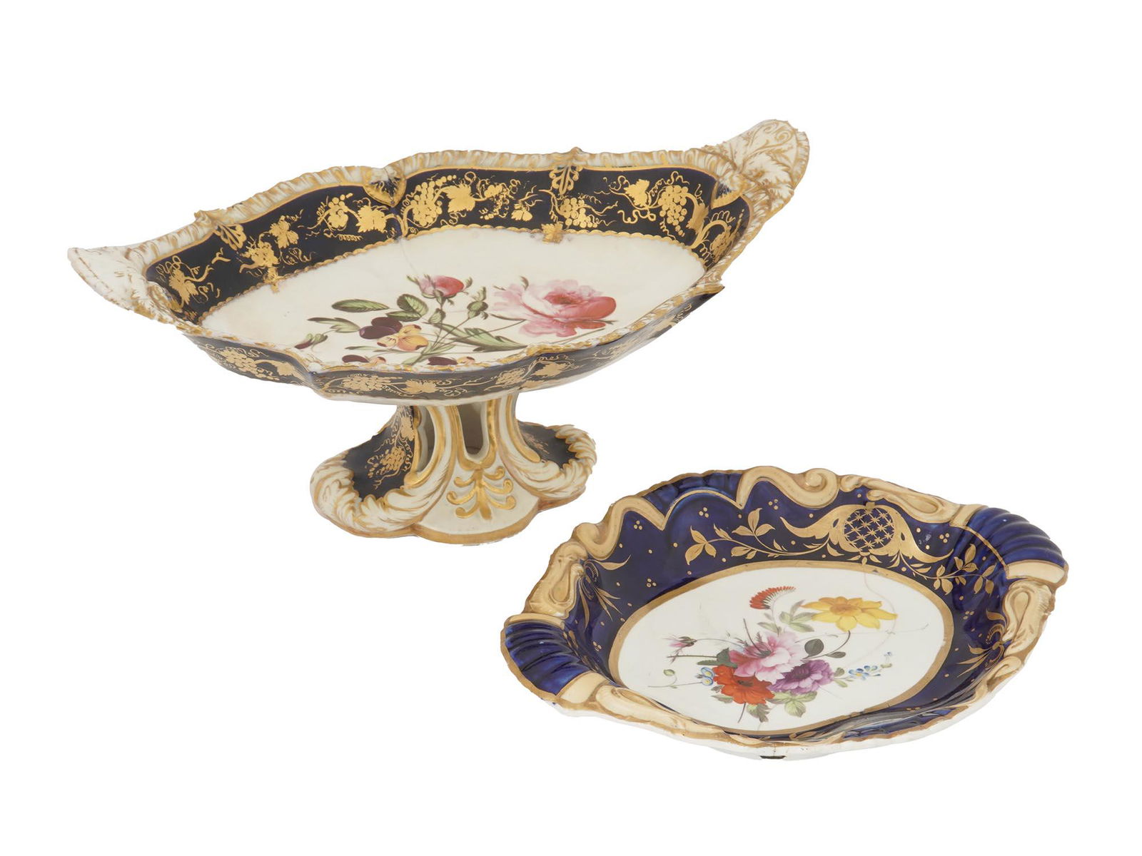 TWO ANTIQUE PORCELAIN DISHES WITH STAPLED REPAIRS (1 of 9)