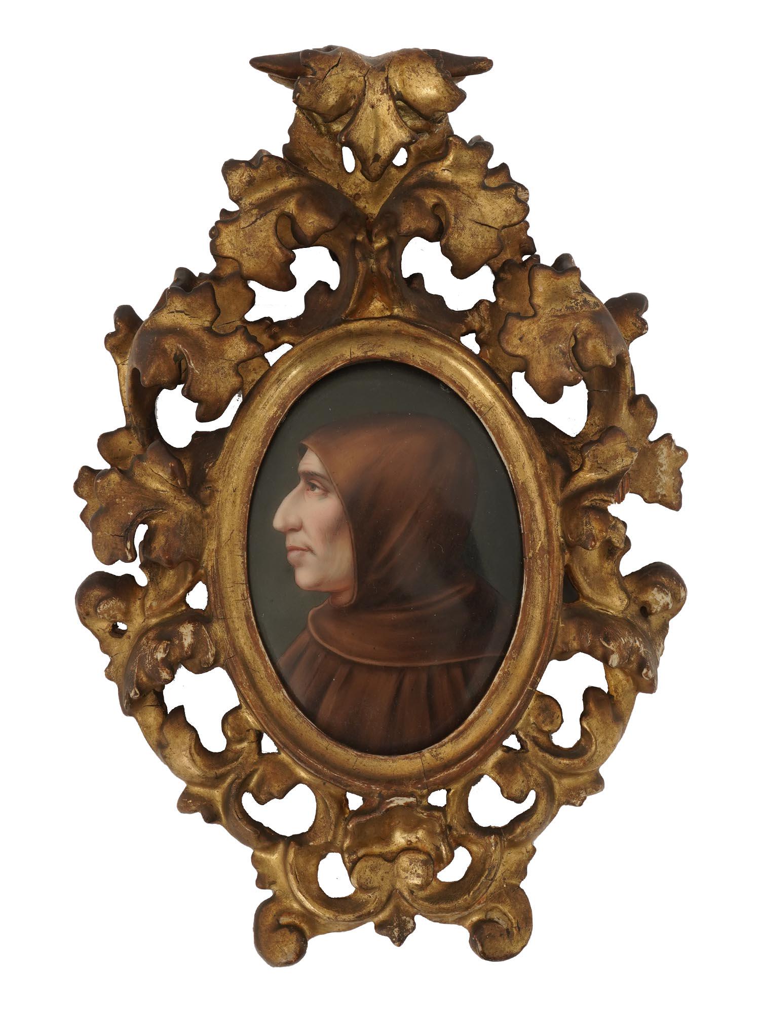 ANTIQUE 19TH C. SAVONAROLA PORCELAIN MINIATURE (1 of 5)