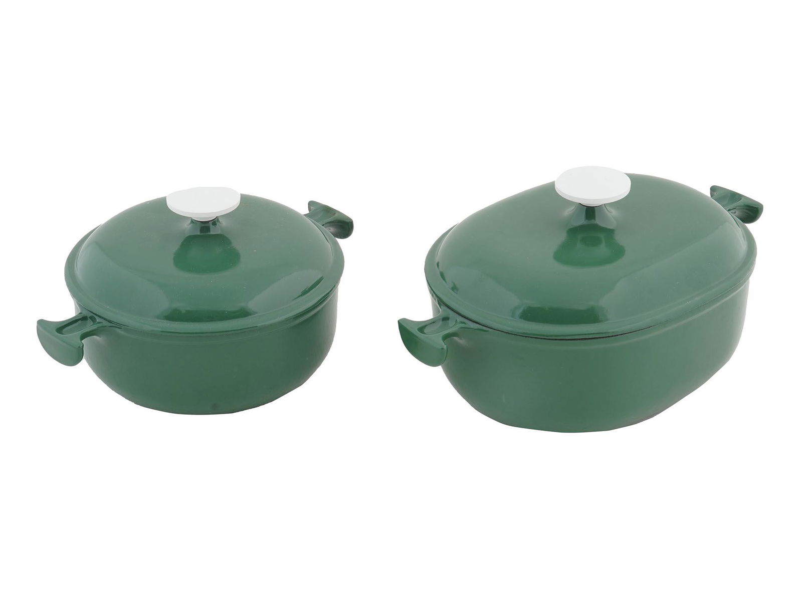 PAIR OF FRENCH LE CREUSET GREEN CAST IRON POTS (1 of 11)