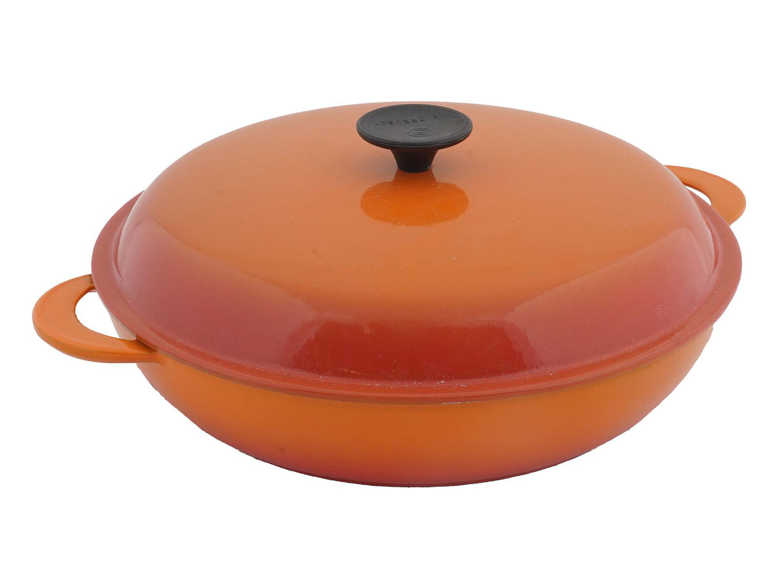 FRENCH LE CREUSET ORANGE ENAMELED CAST IRON POT (1 of 9)