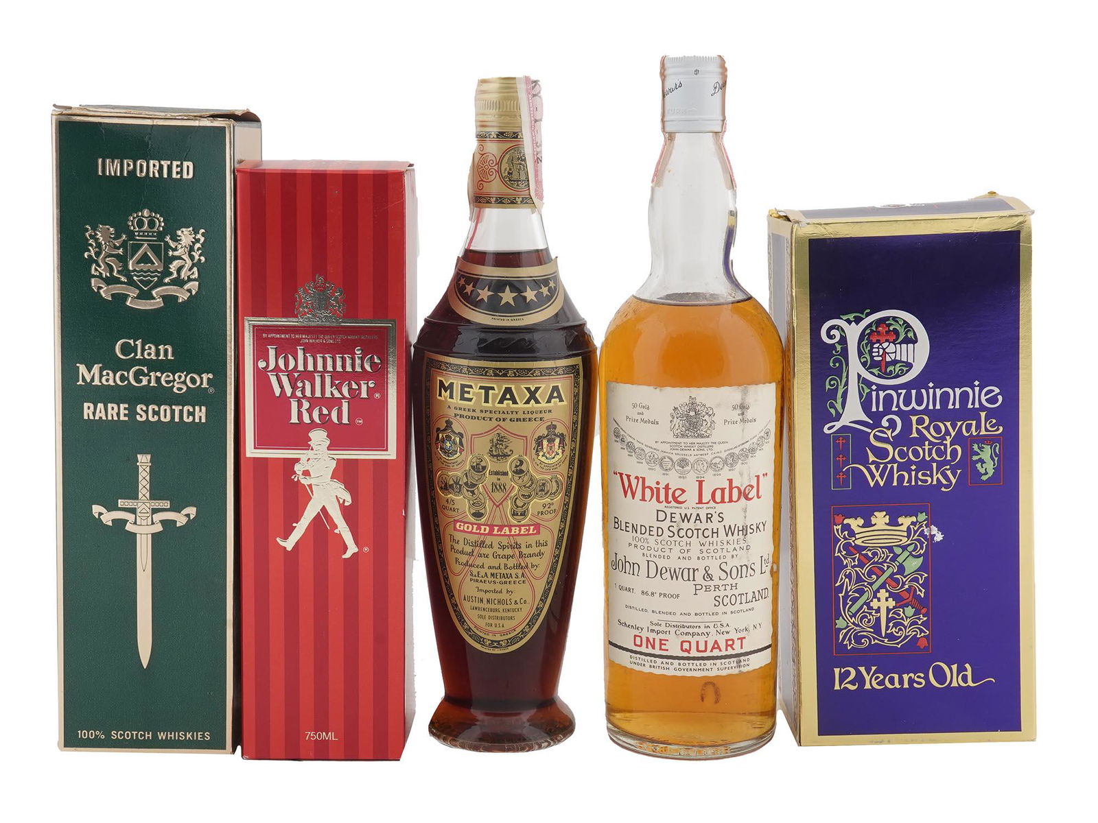 FIVE SEALED LIQUOR WHISKEY BOTTLES VINTAGE LOT (1 of 16)